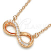 Sterling Silver Pendant Necklace, Infinite Design, with White Cubic Zirconia, Polished, Rose Gold Finish, 04.336.0099.1.16 (01 MM Thickness, 16 Inches Length)