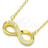 Sterling Silver Pendant Necklace, Infinite Design, with White Cubic Zirconia, Polished, Golden Finish, 04.336.0099.2.16 (01 MM Thickness, 16 Inches Length)