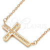 Sterling Silver Pendant Necklace, Cross Design, with White Micro Pave, Polished, Rose Gold Finish, 04.336.0100.1.16 (01 MM Thickness, 16 Inches Length)