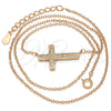 Sterling Silver Pendant Necklace, Cross Design, with White Micro Pave, Polished, Rose Gold Finish, 04.336.0100.1.16 (01 MM Thickness, 16 Inches Length)