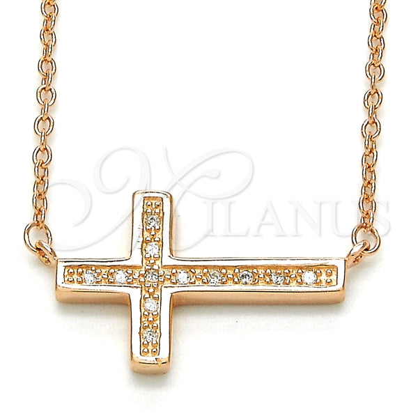 Sterling Silver Necklace — Pendant Necklace Cross Design with White Micro Pave — main product view — SKU 125810 | Plata 925 collar — Pendant Necklace cruz diseño with blanco Micro Pave — SKU 125810