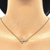 Sterling Silver Pendant Necklace, Cross Design, with White Micro Pave, Polished, Golden Finish, 04.336.0100.2.16 (01 MM Thickness, 16 Inches Length)