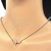 Sterling Silver Pendant Necklace, Cross Design, with White Micro Pave, Polished, Golden Finish, 04.336.0100.2.16 (01 MM Thickness, 16 Inches Length)