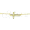 Sterling Silver Pendant Necklace, Cross Design, with White Micro Pave, Polished, Golden Finish, 04.336.0100.2.16 (01 MM Thickness, 16 Inches Length)