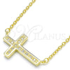 Sterling Silver Pendant Necklace, Cross Design, with White Micro Pave, Polished, Golden Finish, 04.336.0100.2.16 (01 MM Thickness, 16 Inches Length)