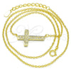 Sterling Silver Pendant Necklace, Cross Design, with White Micro Pave, Polished, Golden Finish, 04.336.0100.2.16 (01 MM Thickness, 16 Inches Length)