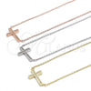 Sterling Silver Pendant Necklace, Cross Design, with White Micro Pave, Polished, Golden Finish, 04.336.0100.2.16 (01 MM Thickness, 16 Inches Length)