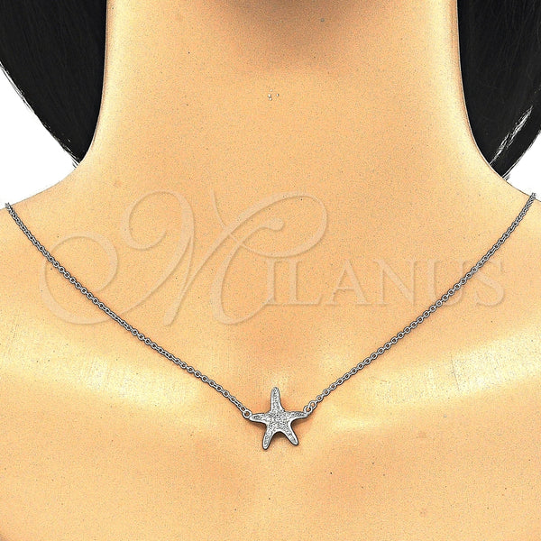 Sterling Silver Necklace — Pendant Necklace with White Cubic Zirconia Polished 04. — alternate product view — SKU 125812 | Plata 925 collar — Pendant Necklace with blanco Cubic Zirconia pulido 04. — SKU 125812