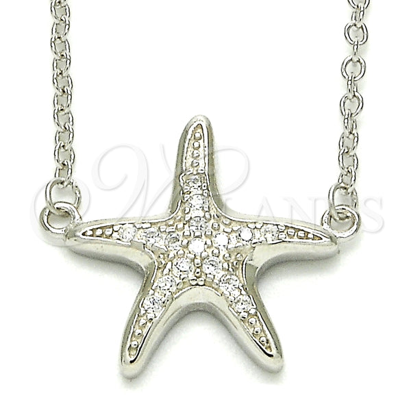 Sterling Silver Necklace — Pendant Necklace with White Cubic Zirconia Polished 04. — main product view — SKU 125812 | Plata 925 collar — Pendant Necklace with blanco Cubic Zirconia pulido 04. — SKU 125812