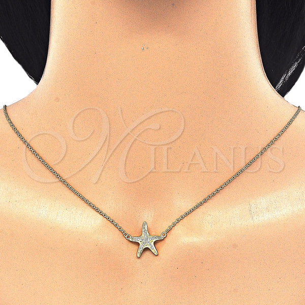 Sterling Silver Necklace — Pendant Necklace with White Cubic Zirconia Polished 04. — alternate product view — SKU 125814 | Plata 925 collar — Pendant Necklace with blanco Cubic Zirconia pulido 04. — SKU 125814