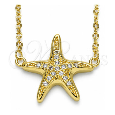 Sterling Silver Pendant Necklace, with White Cubic Zirconia, Polished, Golden Finish, 04.336.0101.2.16 (01 MM Thickness, 16 Inches Length)