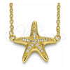 Sterling Silver Pendant Necklace, with White Cubic Zirconia, Polished, Golden Finish, 04.336.0101.2.16 (01 MM Thickness, 16 Inches Length)