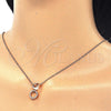 Sterling Silver Pendant Necklace, with White Cubic Zirconia, Polished, Rose Gold Finish, 04.336.0103.1.16 (02 MM Thickness, 16 Inches Length)