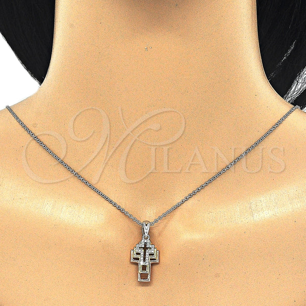 Sterling Silver Necklace — Pendant Necklace Cross Design with White Cubic Zirconia — alternate product view — SKU 125824 | Plata 925 collar — Pendant Necklace cruz diseño with blanco Cubic Zirconia — SKU 125824