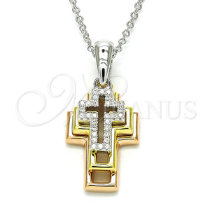 Sterling Silver Necklace — Pendant Necklace Cross Design with White Cubic Zirconia — main product view — SKU 125824 | Plata 925 collar — Pendant Necklace cruz diseño with blanco Cubic Zirconia — SKU 125824
