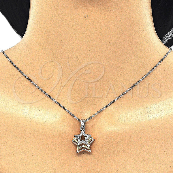 Sterling Silver Necklace — Pendant Necklace Star Design with White Cubic Zirconia — alternate product view — SKU 125828 | Plata 925 collar — Pendant Necklace estrella diseño with blanco Cubic Zirconia — SKU 125828