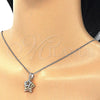 Sterling Silver Pendant Necklace, Star Design, with White Cubic Zirconia, Polished, Tricolor, 04.336.0109.16 (02 MM Thickness, 16 Inches Length)