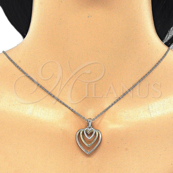 Sterling Silver Necklace — Pendant Necklace Heart Design with White Cubic Zirconia — alternate product view — SKU 125829 | Plata 925 collar — Pendant Necklace corazón diseño with blanco Cubic Zirconia — SKU 125829