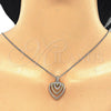Sterling Silver Pendant Necklace, Heart Design, with White Cubic Zirconia, Polished, Tricolor, 04.336.0110.16 (01 MM Thickness, 16 Inches Length)