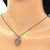 Sterling Silver Pendant Necklace, Heart Design, with White Cubic Zirconia, Polished, Tricolor, 04.336.0110.16 (01 MM Thickness, 16 Inches Length)