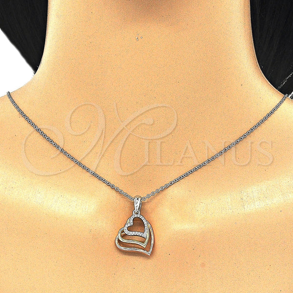 Sterling Silver Necklace — Pendant Necklace Heart Design with White Cubic Zirconia — alternate product view — SKU 125831 | Plata 925 collar — Pendant Necklace corazón diseño with blanco Cubic Zirconia — SKU 125831