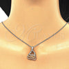 Sterling Silver Pendant Necklace, Heart Design, with White Cubic Zirconia, Polished, Tricolor, 04.336.0112.18 (01 MM Thickness, 18 Inches Length)