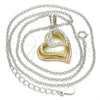 Sterling Silver Pendant Necklace, Heart Design, with White Cubic Zirconia, Polished, Tricolor, 04.336.0112.18 (01 MM Thickness, 18 Inches Length)