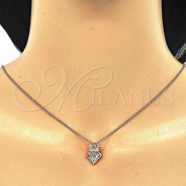 Sterling Silver Necklace — Pendant Necklace Crown Design with White Cubic Zirconia — alternate product view — SKU 125833 | Plata 925 collar — Pendant Necklace Crown diseño with blanco Cubic Zirconia — SKU 125833