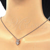 Sterling Silver Pendant Necklace, Crown Design, with White Cubic Zirconia, Polished, Rose Gold Finish, 04.336.0113.1.16 (02 MM Thickness, 16 Inches Length)
