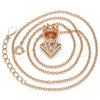 Sterling Silver Pendant Necklace, Crown Design, with White Cubic Zirconia, Polished, Rose Gold Finish, 04.336.0113.1.16 (02 MM Thickness, 16 Inches Length)