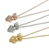 Sterling Silver Pendant Necklace, Crown Design, with White Cubic Zirconia, Polished, Rose Gold Finish, 04.336.0113.1.16 (02 MM Thickness, 16 Inches Length)