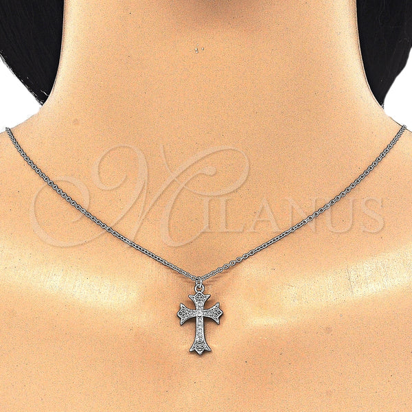 Sterling Silver Necklace — Pendant Necklace Cross Design with White Cubic Zirconia — alternate product view — SKU 125835 | Plata 925 collar — Pendant Necklace cruz diseño with blanco Cubic Zirconia — SKU 125835