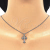 Sterling Silver Pendant Necklace, Cross Design, with White Cubic Zirconia, Polished, Rhodium Finish, 04.336.0114.16 (02 MM Thickness, 16 Inches Length)