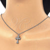 Sterling Silver Pendant Necklace, Cross Design, with White Cubic Zirconia, Polished, Rhodium Finish, 04.336.0114.16 (02 MM Thickness, 16 Inches Length)