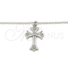 Sterling Silver Pendant Necklace, Cross Design, with White Cubic Zirconia, Polished, Rhodium Finish, 04.336.0114.16 (02 MM Thickness, 16 Inches Length)