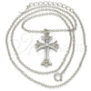Sterling Silver Pendant Necklace, Cross Design, with White Cubic Zirconia, Polished, Rhodium Finish, 04.336.0114.16 (02 MM Thickness, 16 Inches Length)