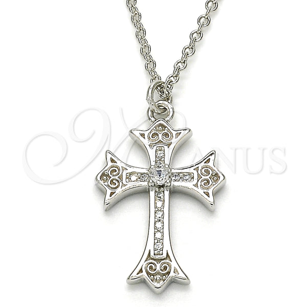 Sterling Silver Necklace — Pendant Necklace Cross Design with White Cubic Zirconia — main product view — SKU 125835 | Plata 925 collar — Pendant Necklace cruz diseño with blanco Cubic Zirconia — SKU 125835