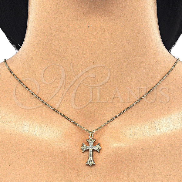 Sterling Silver Necklace — Pendant Necklace Cross and Heart Design with White — alternate product view — SKU 125837 | Plata 925 collar — Pendant Necklace cruz and corazón diseño with blanco — SKU 125837