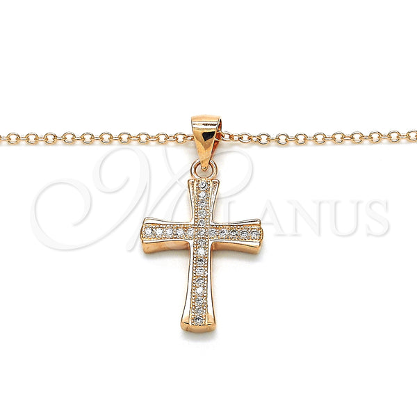 Sterling Silver Necklace — Pendant Necklace Cross Design with White Micro Pave — alternate product view — SKU 125839 | Plata 925 collar — Pendant Necklace cruz diseño with blanco Micro Pave — SKU 125839