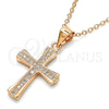 Sterling Silver Pendant Necklace, Cross Design, with White Micro Pave, Polished, Rose Gold Finish, 04.336.0115.1.16 (02 MM Thickness, 16 Inches Length)