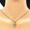 Sterling Silver Pendant Necklace, Cross Design, with White Micro Pave, Polished, Golden Finish, 04.336.0115.2.16 (02 MM Thickness, 16 Inches Length)