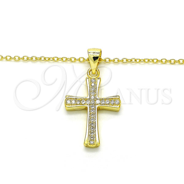 Sterling Silver Necklace — Pendant Necklace Cross Design with White Micro Pave — alternate product view — SKU 125840 | Plata 925 collar — Pendant Necklace cruz diseño with blanco Micro Pave — SKU 125840
