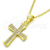 Sterling Silver Pendant Necklace, Cross Design, with White Micro Pave, Polished, Golden Finish, 04.336.0115.2.16 (02 MM Thickness, 16 Inches Length)