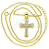Sterling Silver Pendant Necklace, Cross Design, with White Micro Pave, Polished, Golden Finish, 04.336.0115.2.16 (02 MM Thickness, 16 Inches Length)