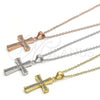 Sterling Silver Pendant Necklace, Cross Design, with White Micro Pave, Polished, Golden Finish, 04.336.0115.2.16 (02 MM Thickness, 16 Inches Length)