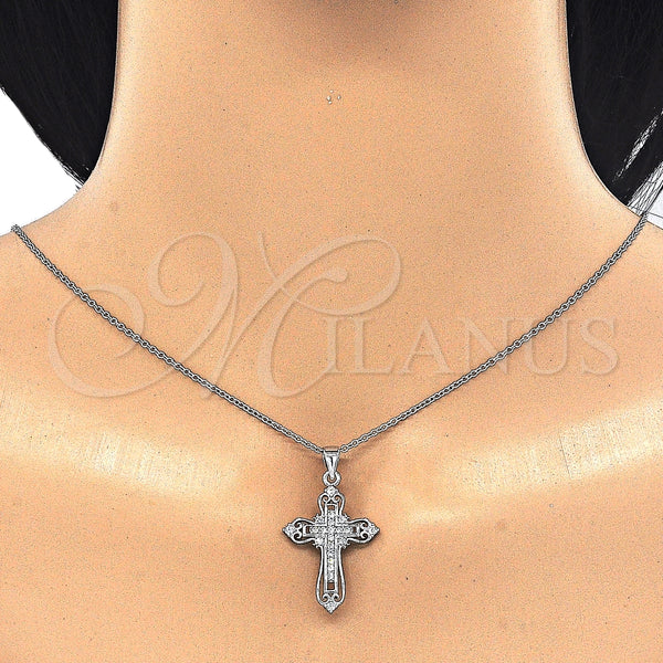 Sterling Silver Necklace — Pendant Necklace Cross Design with White Cubic Zirconia — alternate product view — SKU 125841 | Plata 925 collar — Pendant Necklace cruz diseño with blanco Cubic Zirconia — SKU 125841