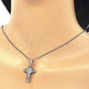 Sterling Silver Pendant Necklace, Cross Design, with White Cubic Zirconia, Polished, Rhodium Finish, 04.336.0116.16 (02 MM Thickness, 16 Inches Length)
