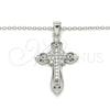 Sterling Silver Pendant Necklace, Cross Design, with White Cubic Zirconia, Polished, Rhodium Finish, 04.336.0116.16 (02 MM Thickness, 16 Inches Length)