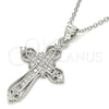 Sterling Silver Pendant Necklace, Cross Design, with White Cubic Zirconia, Polished, Rhodium Finish, 04.336.0116.16 (02 MM Thickness, 16 Inches Length)