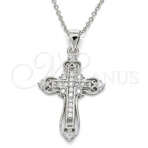 Sterling Silver Necklace — Pendant Necklace Cross Design with White Cubic Zirconia — main product view — SKU 125841 | Plata 925 collar — Pendant Necklace cruz diseño with blanco Cubic Zirconia — SKU 125841